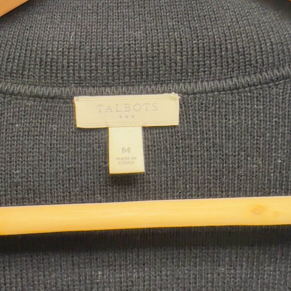 Talbots Ruffle Trim Collar Knit Cardigan Black Medium - Picture 5 of 8